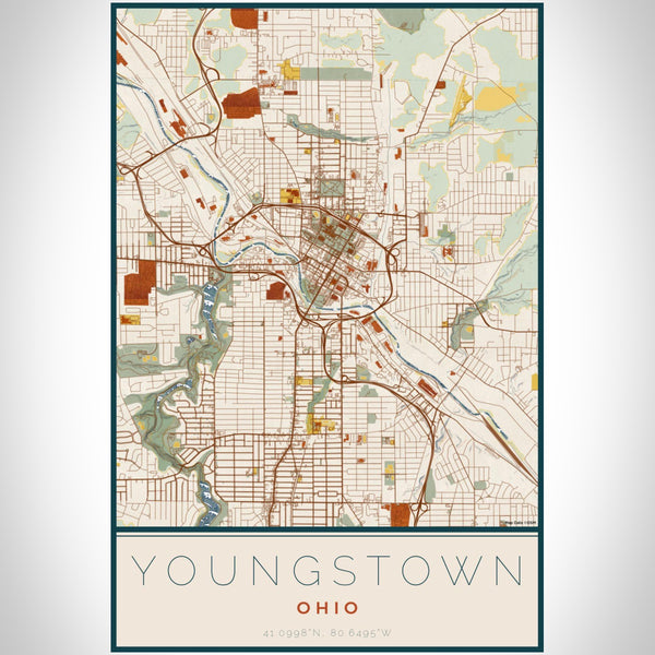 Youngstown - Ohio Map Print in Woodblock