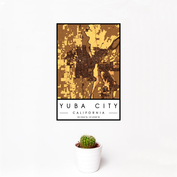 Yuba City - California Map Print in Ember