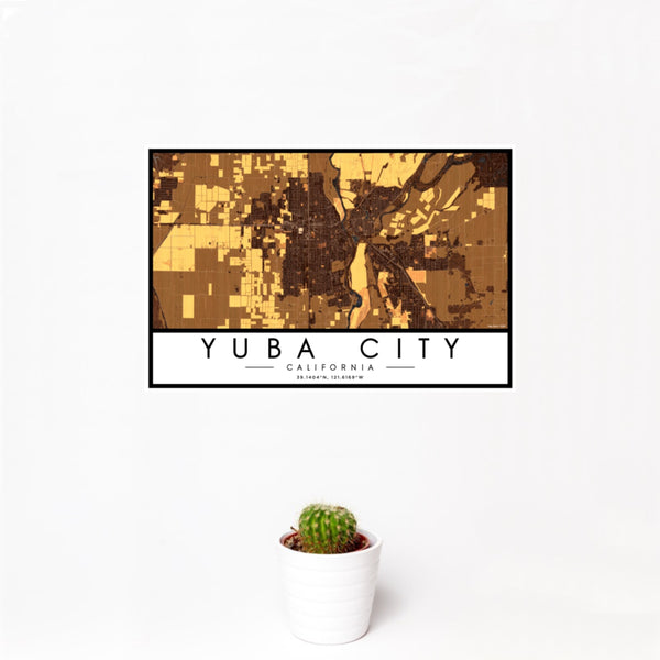 Yuba City - California Map Print in Ember