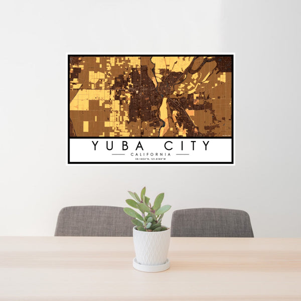 Yuba City - California Map Print in Ember