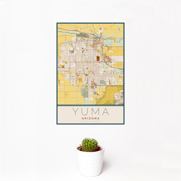 Yuma - Arizona Map Print in Woodblock