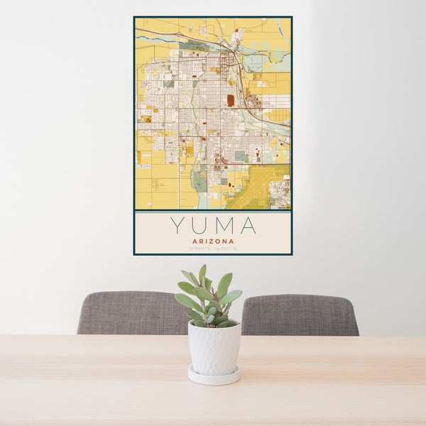 Yuma - Arizona Map Print in Woodblock