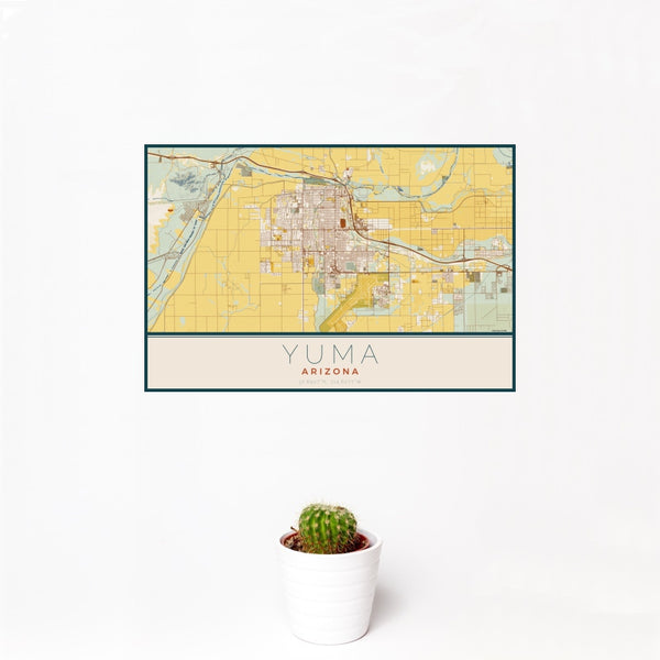 Yuma - Arizona Map Print in Woodblock
