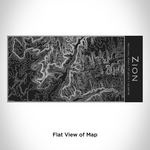Rendered View of Zion National Park Map Engraving on 17oz Stainless Steel Insulated Cola Bottle in Black