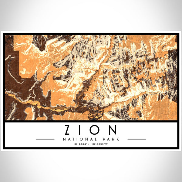 Zion National Park - Utah Map Print in Ember