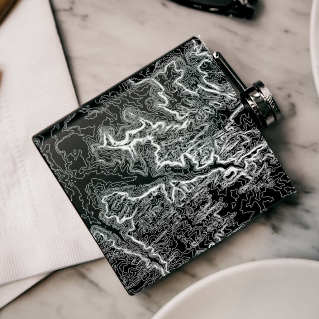 Zion National Park Custom Engraved City Map Inscription Coordinates on 6oz Stainless Steel Flask in Black