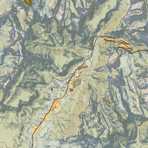 Zion National Park - Utah Map Print in Woodblock